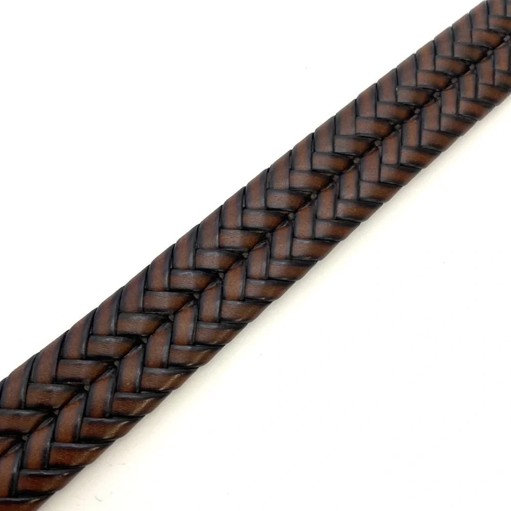 Fossil Men's Maddox Brown Leather Braided Trouser Belt